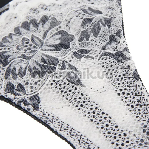 Комплект Star Night Sexy Floral Two-Tone Lace Set, черно-белый: бюстгальтер + трусики-стринги