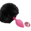 Анальна пробка з рожевим кристалом і чорним хвостиком Alume Silicone Plug With Tail S, рожева - Фото №4