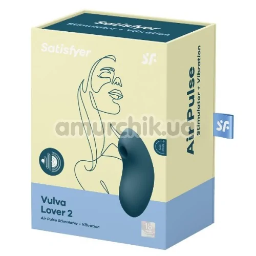 Симулятор орального секса для женщин с вибрацией Satisfyer Vulva Lover 2, синий
