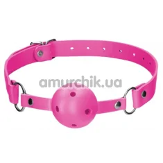 Кляп Ouch! Ball Gag With Leather Straps, рожевий - Фото №1