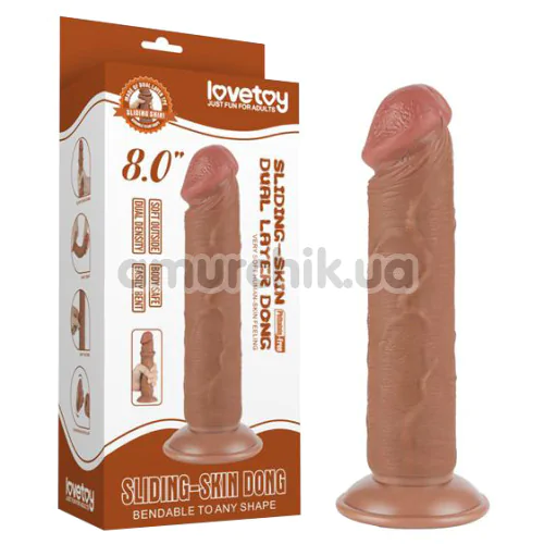 Фаллоимитатор Sliding-Skin Dual Layer Dong 8 без мошонки, светло-коричневый