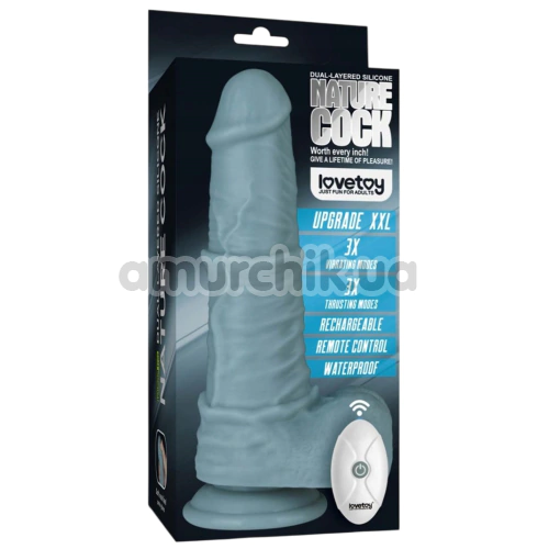 Вібратор з поштовхами Dual-Layered Silicone Nature Cock LV419201, синій