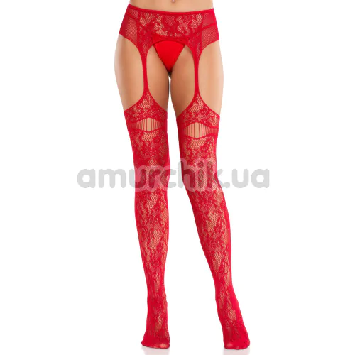 Колготки Leg Avenue Net Stockings With Attached Garter Belt, червоні