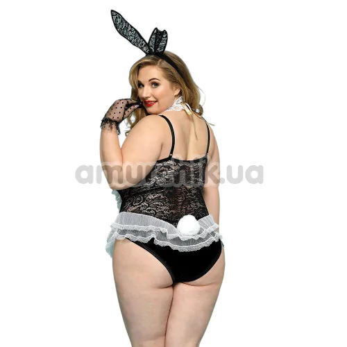 Костюм зайчика JSY Sexy Lingerie 8374, черно-белый: боди + ушки + перчатки + чокер