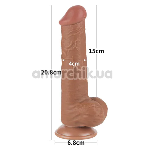 Фаллоимитатор Sliding-Skin Dual Layer Dong 8 с маленькой мошонкой, светло-коричневый