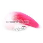 Анальна пробка з хвостом лисиці DS Fetish Anal Plug Faux Fur Fox Tail знімна, рожева - Фото №1
