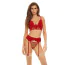 Комплект Bombshell Boudoir Peek A Boo Wire 3 Pc Set, бордовый: бюстгальтер + трусики-стринги + пояс для чулок - Фото №1
