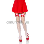 Чулки Leg Avenue Cece Nurse Industrial Net Tights, красно-белые - Фото №1