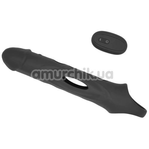 Насадка на пенис с вибрацией Ramrod Vibrating Extender With Remote Open, черная