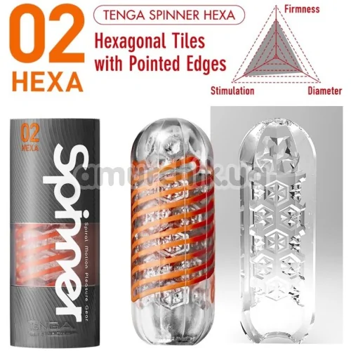 Мастурбатор Tenga Spinner Hexa 02, прозрачный