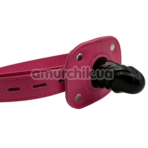 Кляп с фаллоимитатором DS Fetish Mouth Dildo Gag, черно-розовый