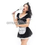 Костюм покоївки JSY Nun Costume 6926 чорний: сукня + головний убір + трусики-стрінги + фартух + метілочка - Фото №1
