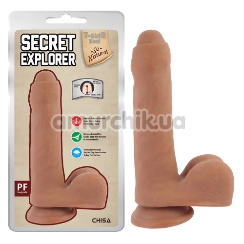 Фаллоимитатор T-skin ReaL Secret Explorer, светло-коричневый