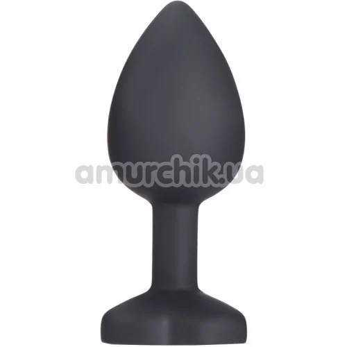 Анальная пробка со светло-розовым кристаллом Silicone Jewelled Butt Plug Heart Small, черная