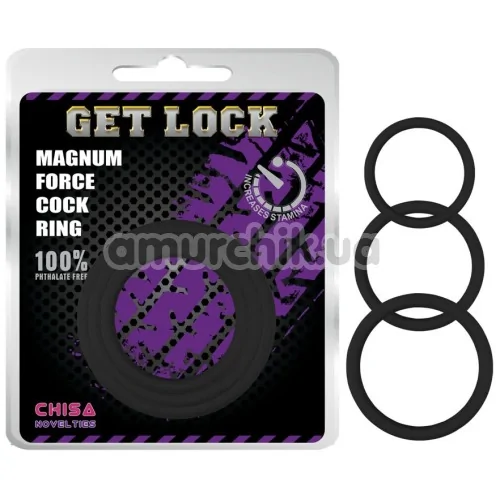 Набор из 3 эрекционных колец Get Lock Magnum Force Cock Ring, черный