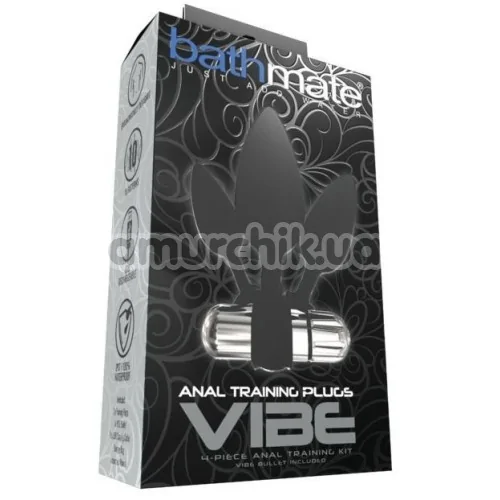 Набор из 3 анальных пробок с вибрацией Bathmate Anal Training Plugs Vibe, черный
