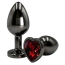 Анальна пробка з червоним кристалом Alume Metal Heart Plug M, чорна - Фото №4