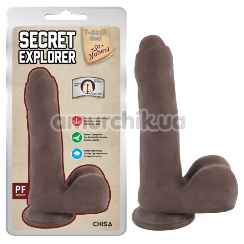 Фаллоимитатор T-skin ReaL Secret Explorer, коричневый