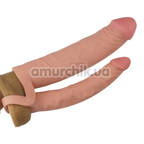 Двойная насадка - удлинитель пениса Lovetoy Pleasure X-Tender Series LV314011, телесная