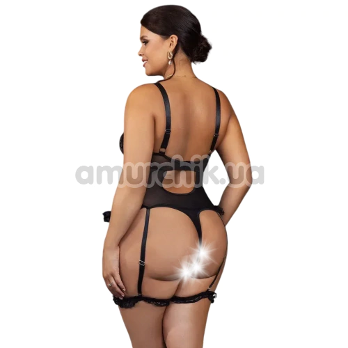 Боди с подвязками Star Night Mesh & Lace Garter Teddy, черное