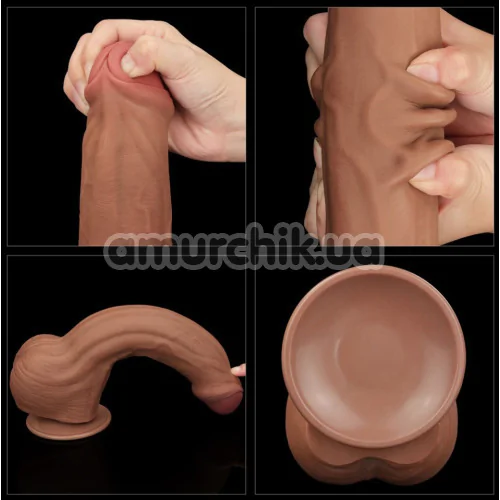 Фаллоимитатор Sliding-Skin Dual Layer Dong 11.5, коричневый