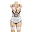 Костюм горничной Star Night Sexy Maid Lace Set, черно-белый: боди + фартух + подвязки - Фото №4