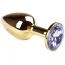 Анальная пробка с сиреневым кристаллом SWAROVSKI Gold Light Purple Small, золотая