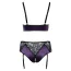 Комплект Cottelli Curves Set, черно-фиолетовый: бюстгальтер + трусики с подвязками для чулок - Фото №5