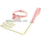 Ошейник с поводком Lockink Sevanda Love Heart Butterfly Leather Collar, розовый - Фото №1