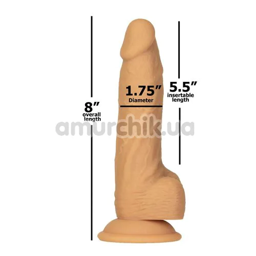 Вибратор с ротацией Addiction Naked Rotating & Vibrating Dong 8, светло-коричневый