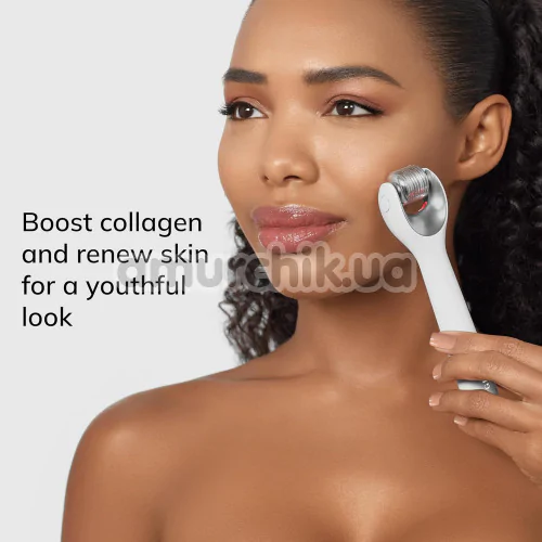 Массажер-роллер для лица с микроиглами Geske MicroNeedle Face Roller 9 in 1, белый