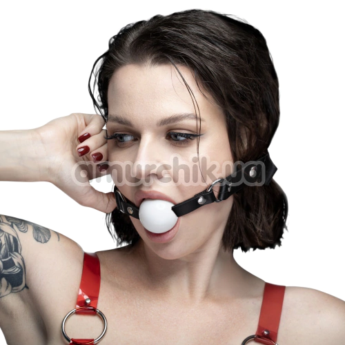 Кляп Feral Feelings Silicon Ball Gag, біло-чорний
