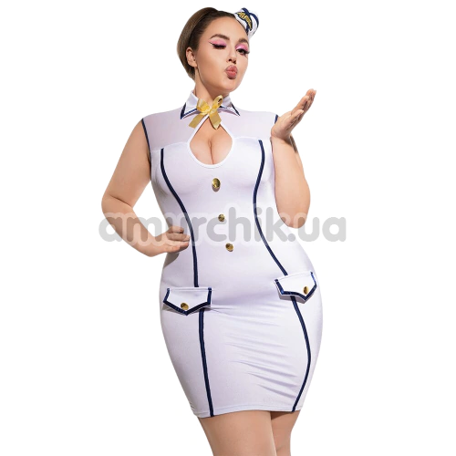 Костюм стюардеси JSY Sexy Lingerie P61123, білий: сукня + головний убір