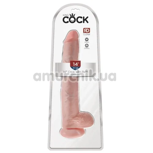 Фалоімітатор King Cock With Balls, 35.6 см тілесний