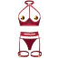 Комплект Upko Red-Strapped Lingerie Set, красный: бюстгальтер + трусики-стринги + пояс с гартерами + наклейки для сосков - Фото №8