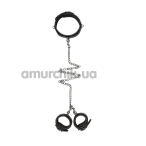 Нашийник з фіксаторами для рук Easy Toys Leather Collar With Handcuffs, чорний - Фото №1