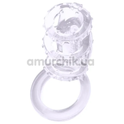 Насадка на пеніс з вібрацією Get Lock Vibrating Cock Cage, прозора