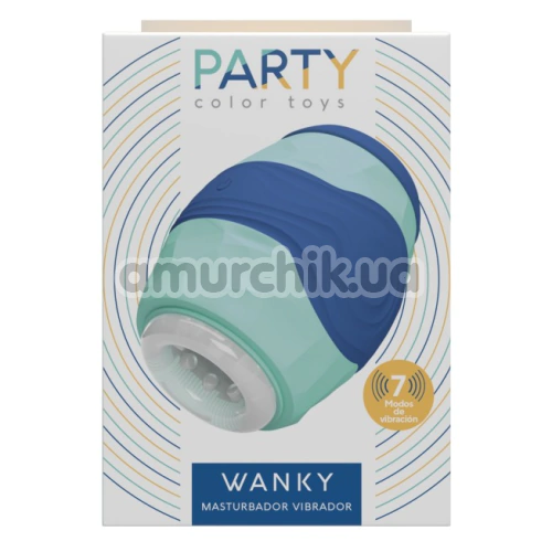 Мастурбатор з вібрацією Party Color Toys Wanky, бірюзово-синій