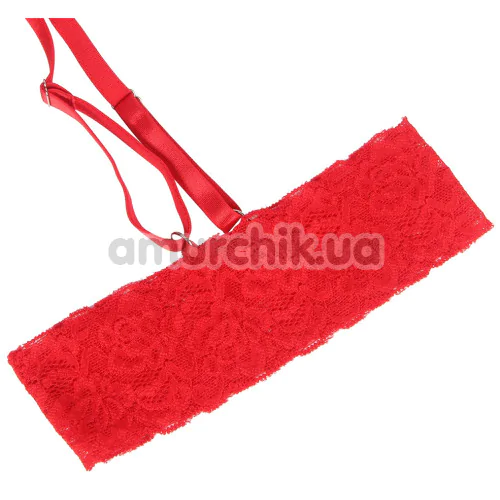 Комплект Star Night Bra Garter Belt, червоний: бюстгальтер + трусики з гартерами