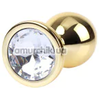 Анальная пробка с прозрачным кристаллом Matrix Mont Clear Gem Gold Plug M, золотая - Фото №1