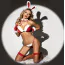 Костюм новогодний JSY Sexy Lingerie 8001, красный: бюстгальтер + трусики-стринги + ушки + перчатки + чулки - Фото №5