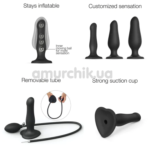 Фаллоимитатор Strap-On-Me Inflatable Dildo Plug, черный