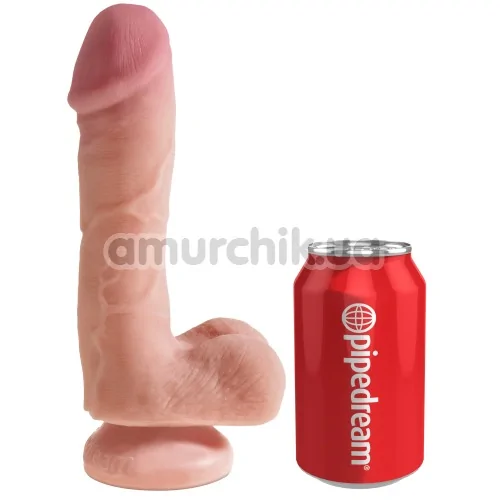 Фаллоимитатор King Cock Plus 7.5 Dual Density Cock With Balls, телесный