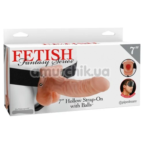Порожній страпон Fetish Fantasy Series 7 Hollow Strap-On with Balls, тілесний