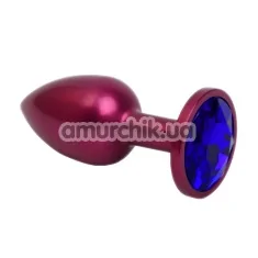 Анальная пробка с синим кристаллом SWAROVSKI Zcz, красная матовая - Фото №1