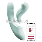 Вибратор с вакуумным стимулятором с толчками и подогревом BeYourLover Fatima, бирюзовый - Фото №1