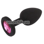 Анальная пробка с розовым кристаллом Senuelo Booty Fantasy Gem Plug S, черная - Фото №1