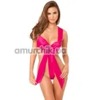 Боді Unwrap Me Satin Bow Teddy, рожеве - Фото №1