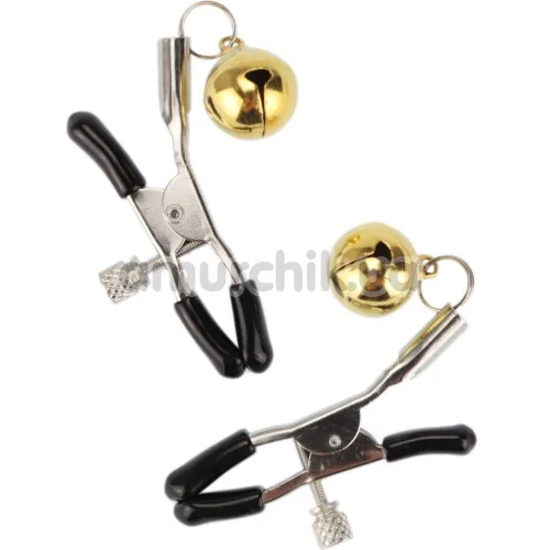 Зажимы для сосков Nipple Golden Bells с колокольчиками, золотые