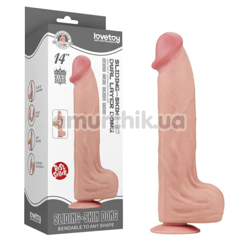 Фаллоимитатор Sliding-Skin Dual Layer Dong King Sized 14, телесный